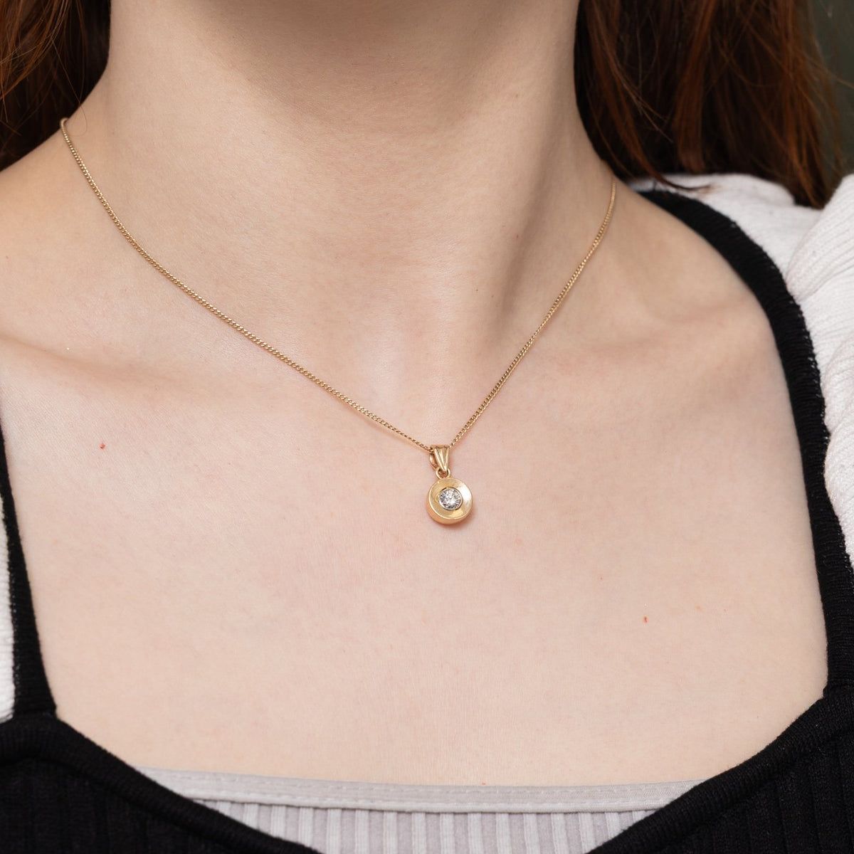 10k Bezel Set Diamond Pendant | 0.35ct SI1 H