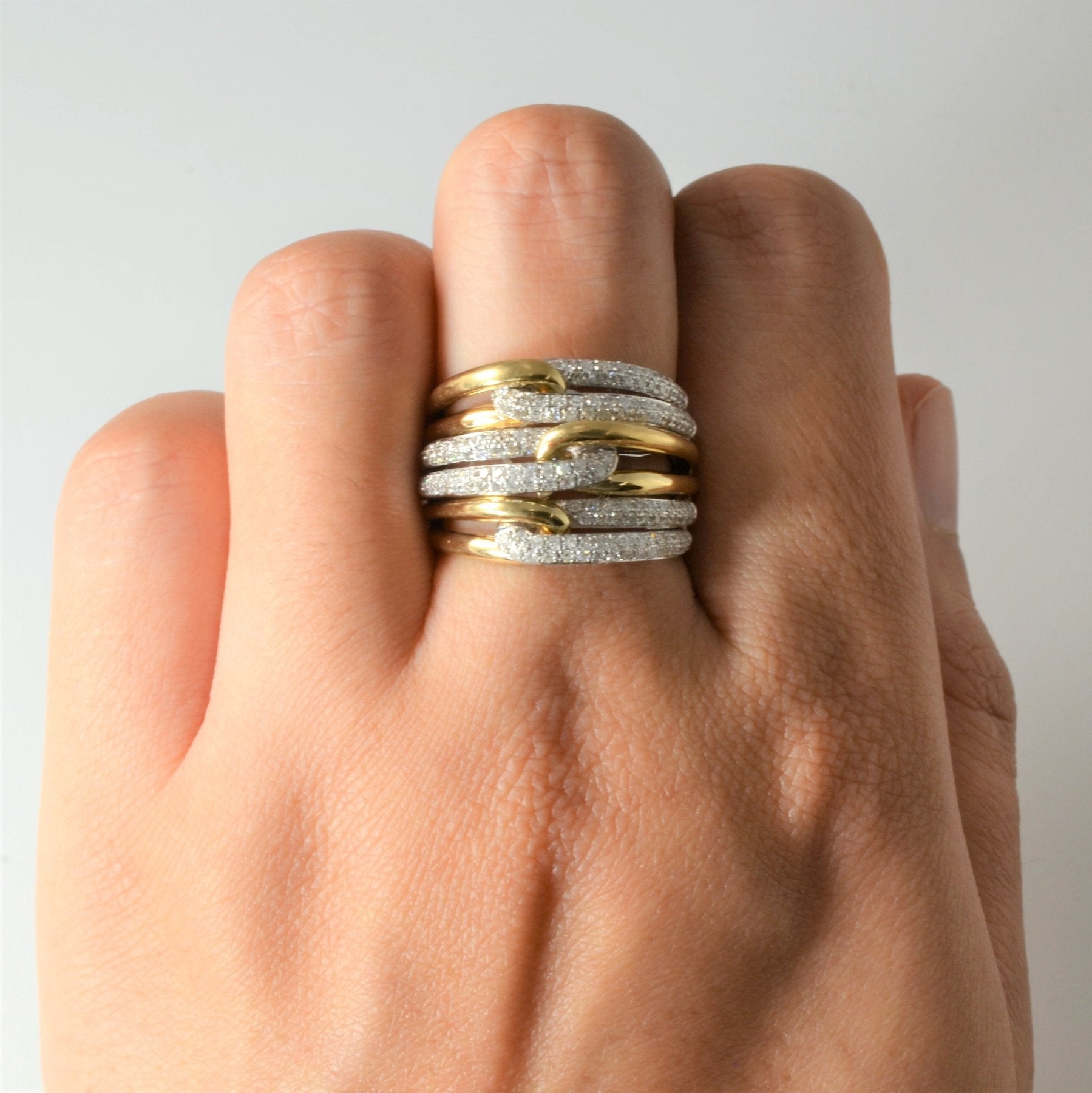 'Effy' Interlocking Two Tone Diamond Ring | 0.65ctw | SZ 7 | - 100 Ways