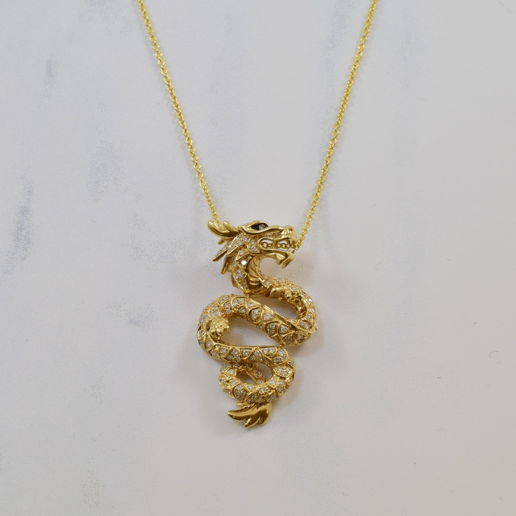 'Effy' Pave Diamond Dragon Necklace | 0.91ctw | 18" | - 100 Ways