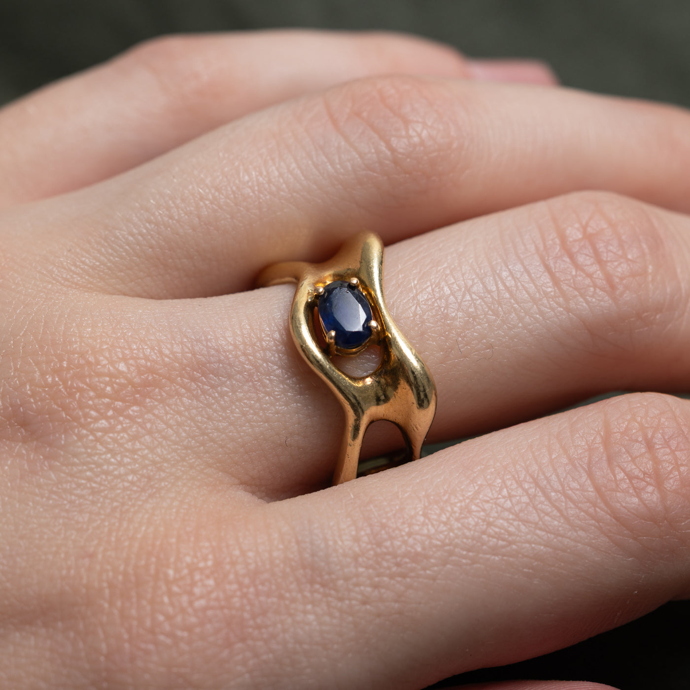18k Sapphire Openwork Abstract Cocktail Ring | 0.50ct | SZ 7.25