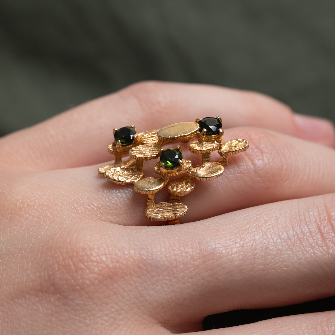 1977 Edinburgh 9k Tourmaline Abstract Cocktail Ring | 0.66ctw | SZ 4.75
