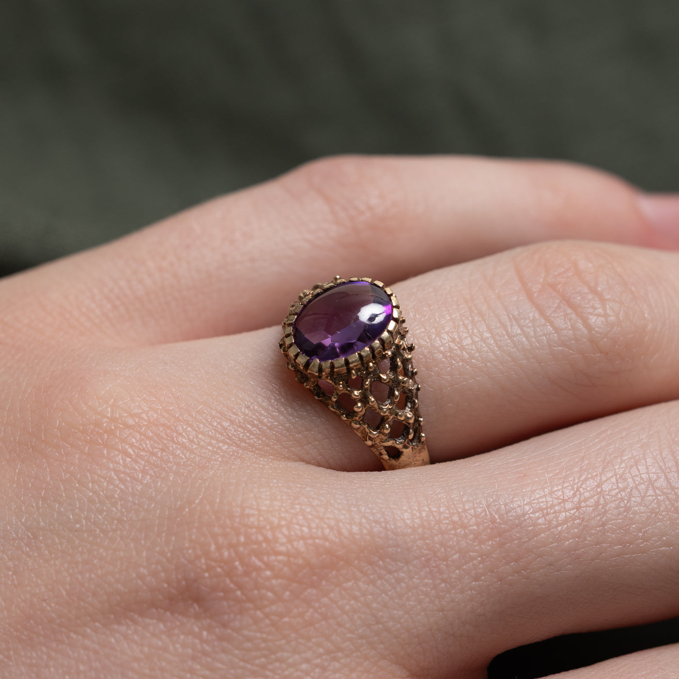 10k Synthetic Sapphire Openwork Signet Ring | 1.50ct | SZ 5.25