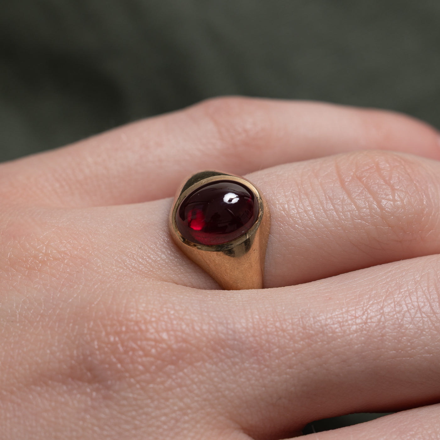 1971 London Bezel Set Synthetic Ruby Signet Ring | 3.70ct | SZ 5.5