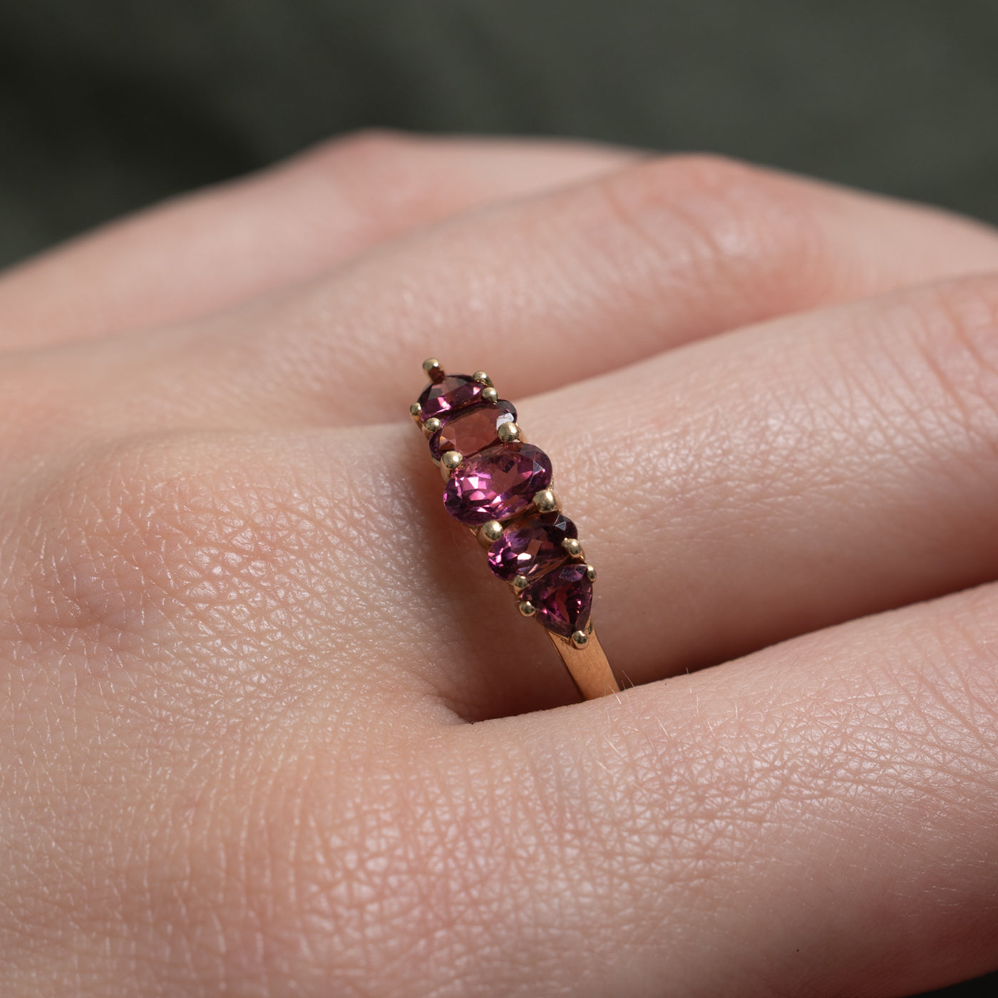 14k Five Stone Pink Tourmaline Ring | 1.20ctw | SZ 8