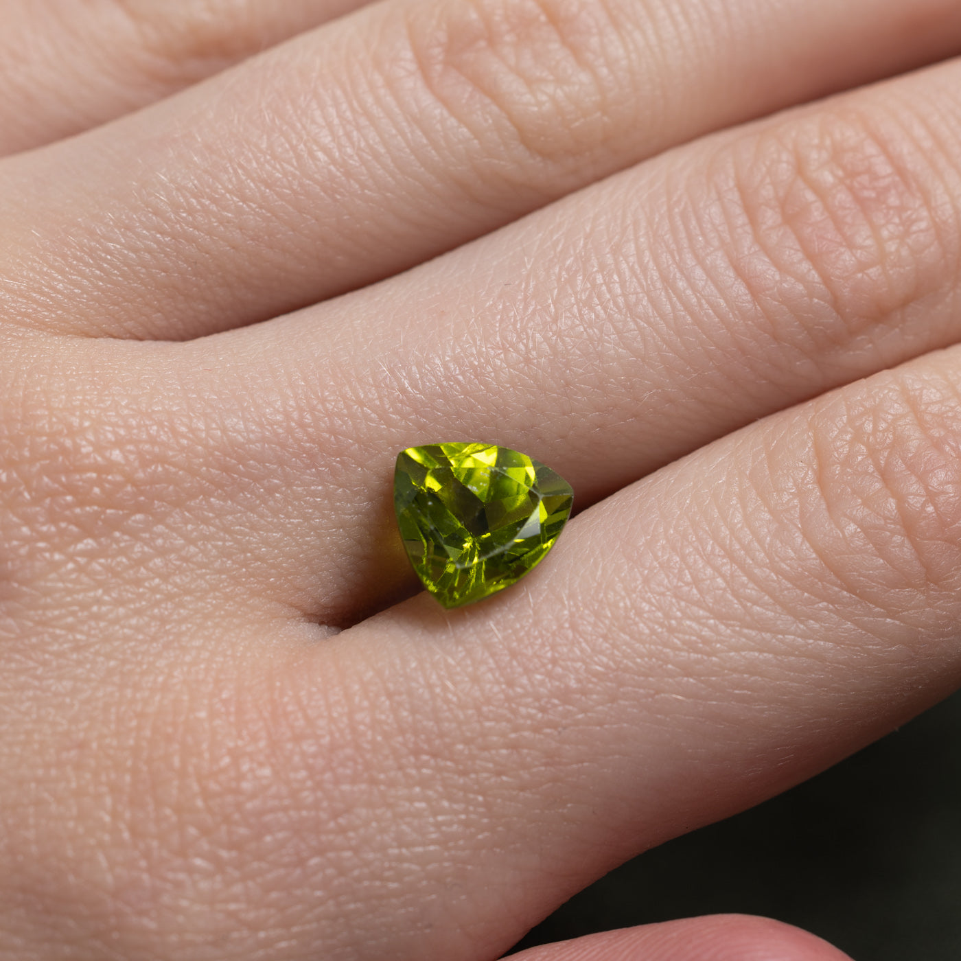 Loose Trillion Cut Peridot | 4.10ct