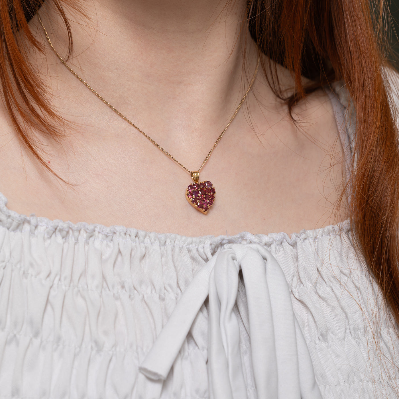 18k Ruby Cluster Heart Pendant | 3.40ct