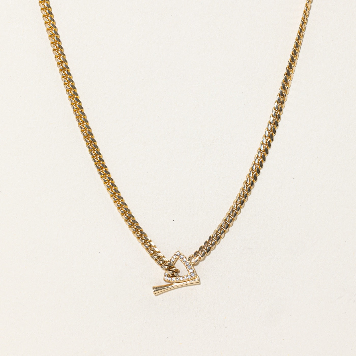 14k Diamond Triangle Toggle Bar Pendant Necklace | 14.5"