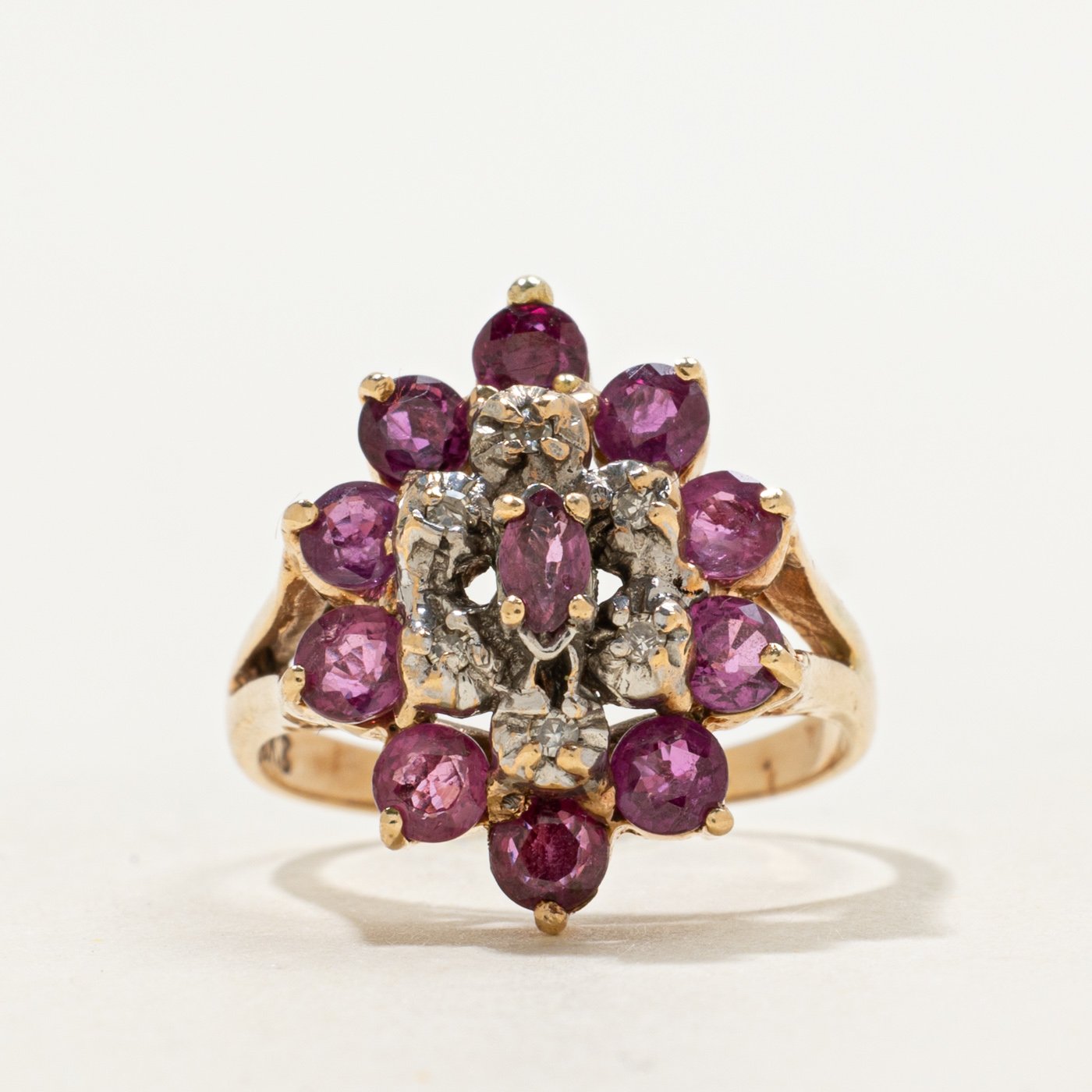 10K Ring with Diamond Accents with Ruby