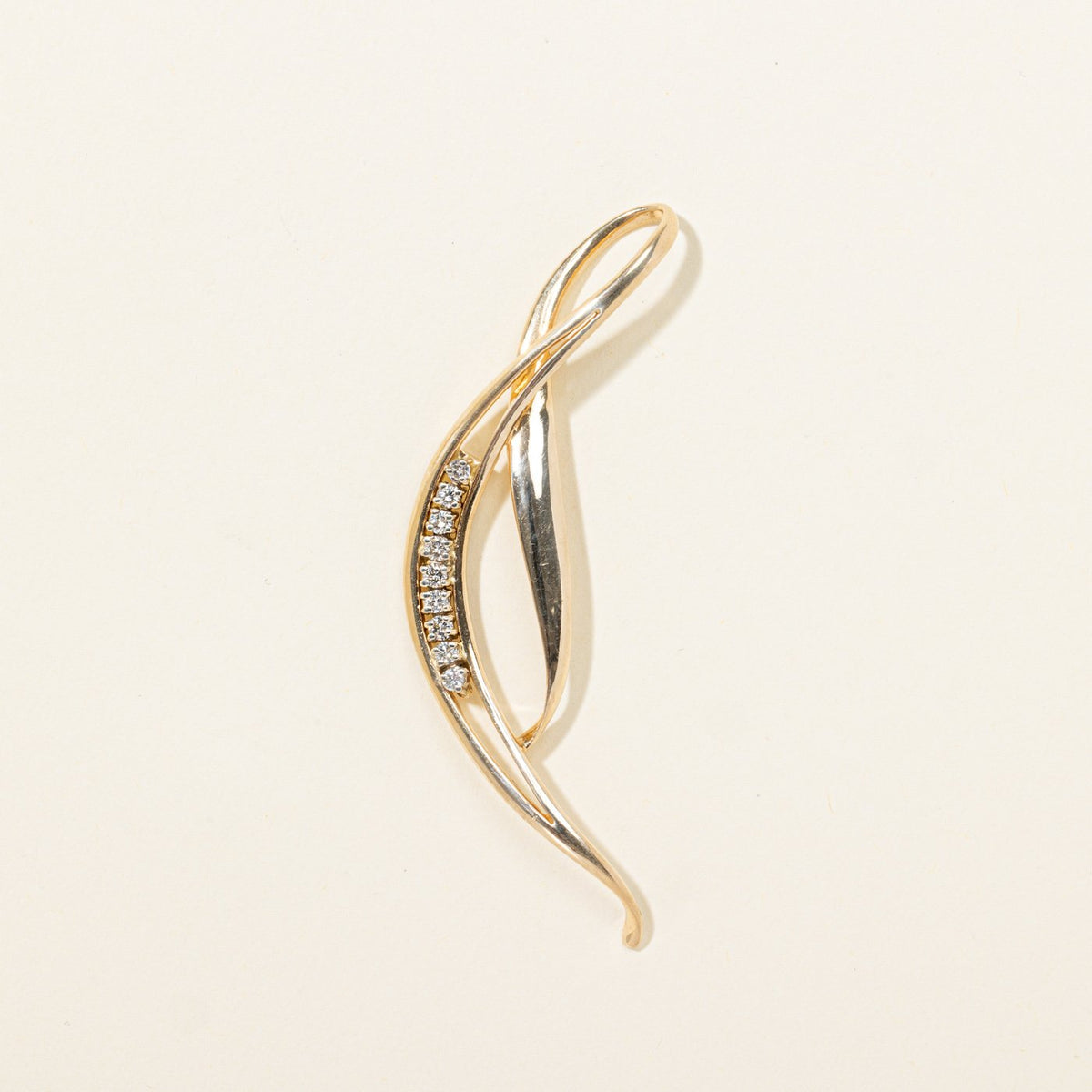 14k Diamond Accented Wave Cross Over Pendant | 0.38ctw