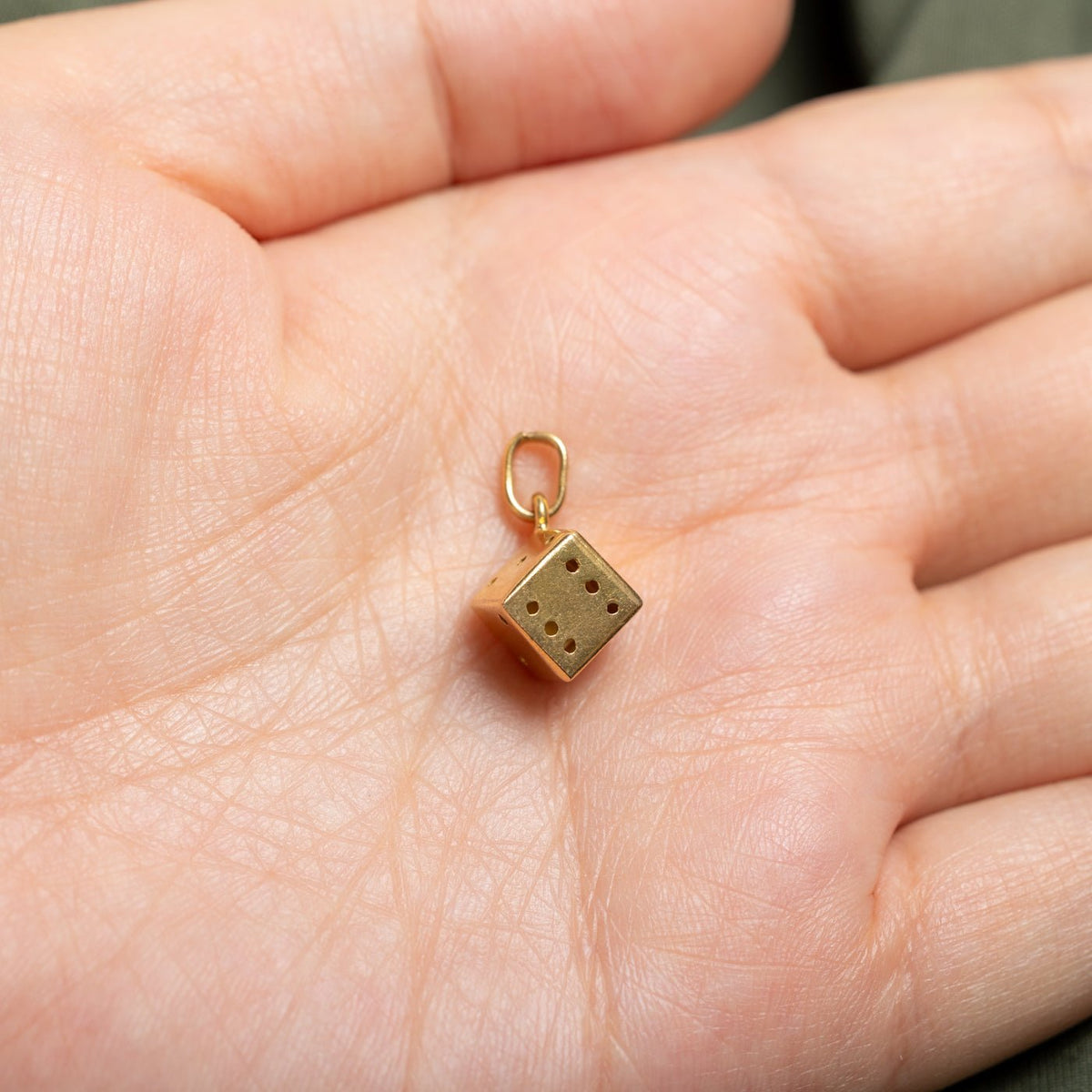Vintage Italian Yellow Gold Dice Charm