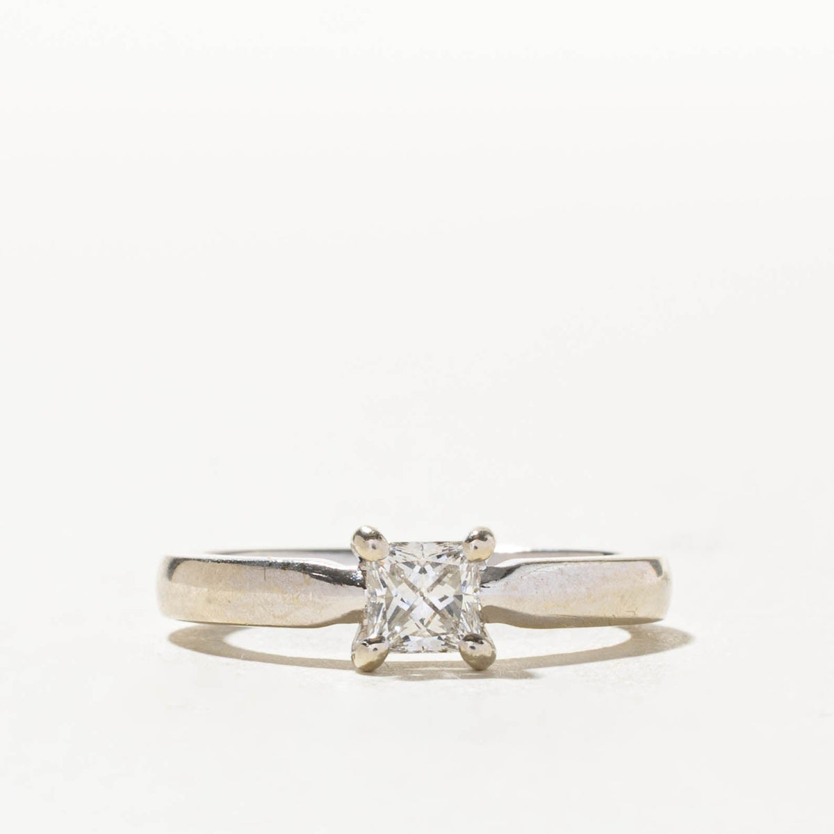 14k Solitaire GIA Princess Cut Diamond Engagement Ring | 0.51ct VS1 F VG | SZ 6.5