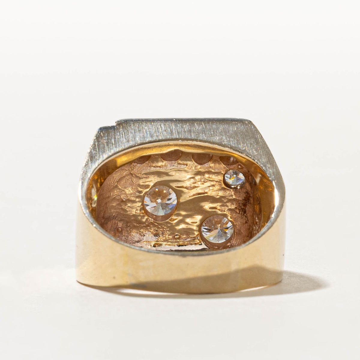14k Scattered Diamond Textured Chunky Cocktail Ring | 2.37ctw | SZ 10.5