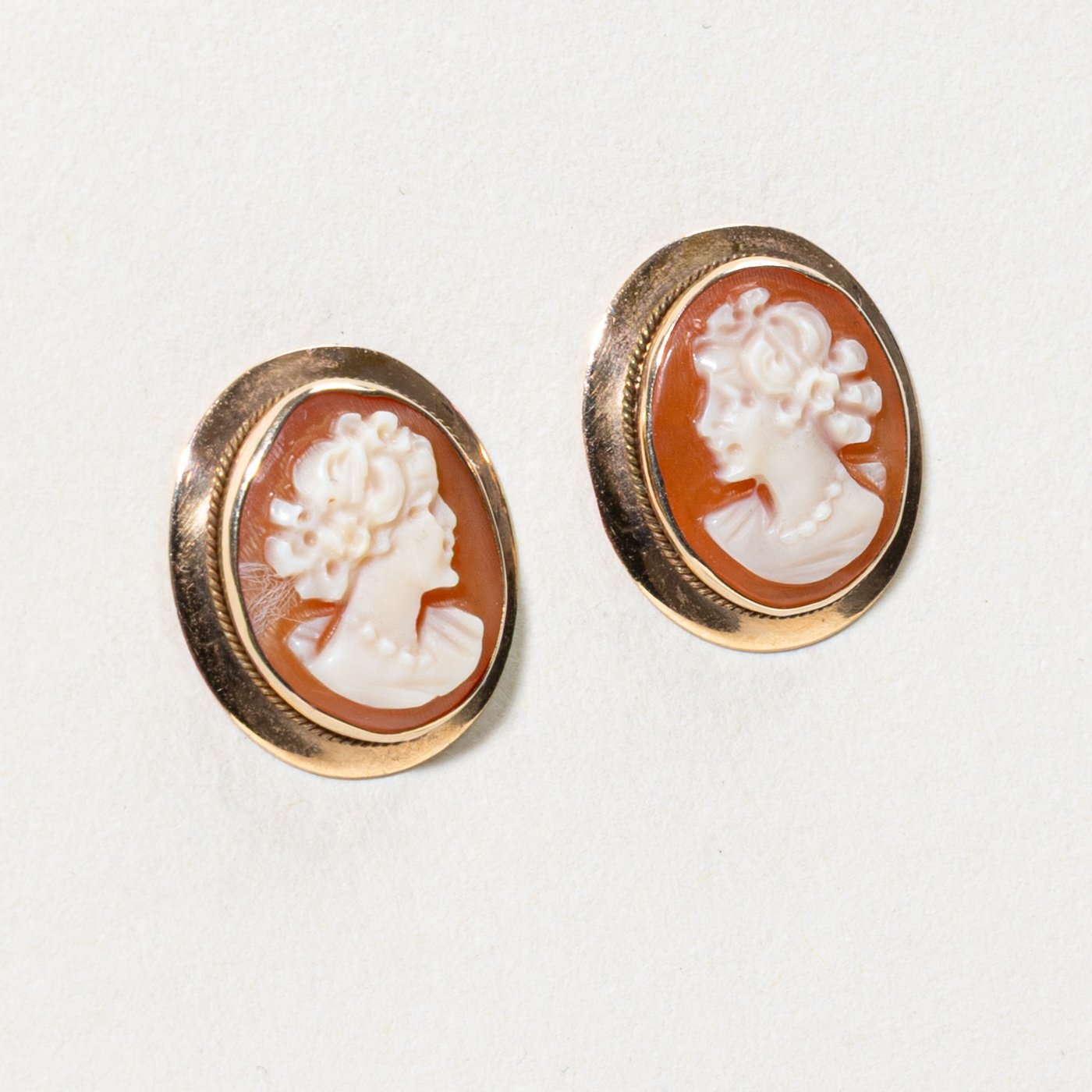 14K Earrings with Shell Cameo