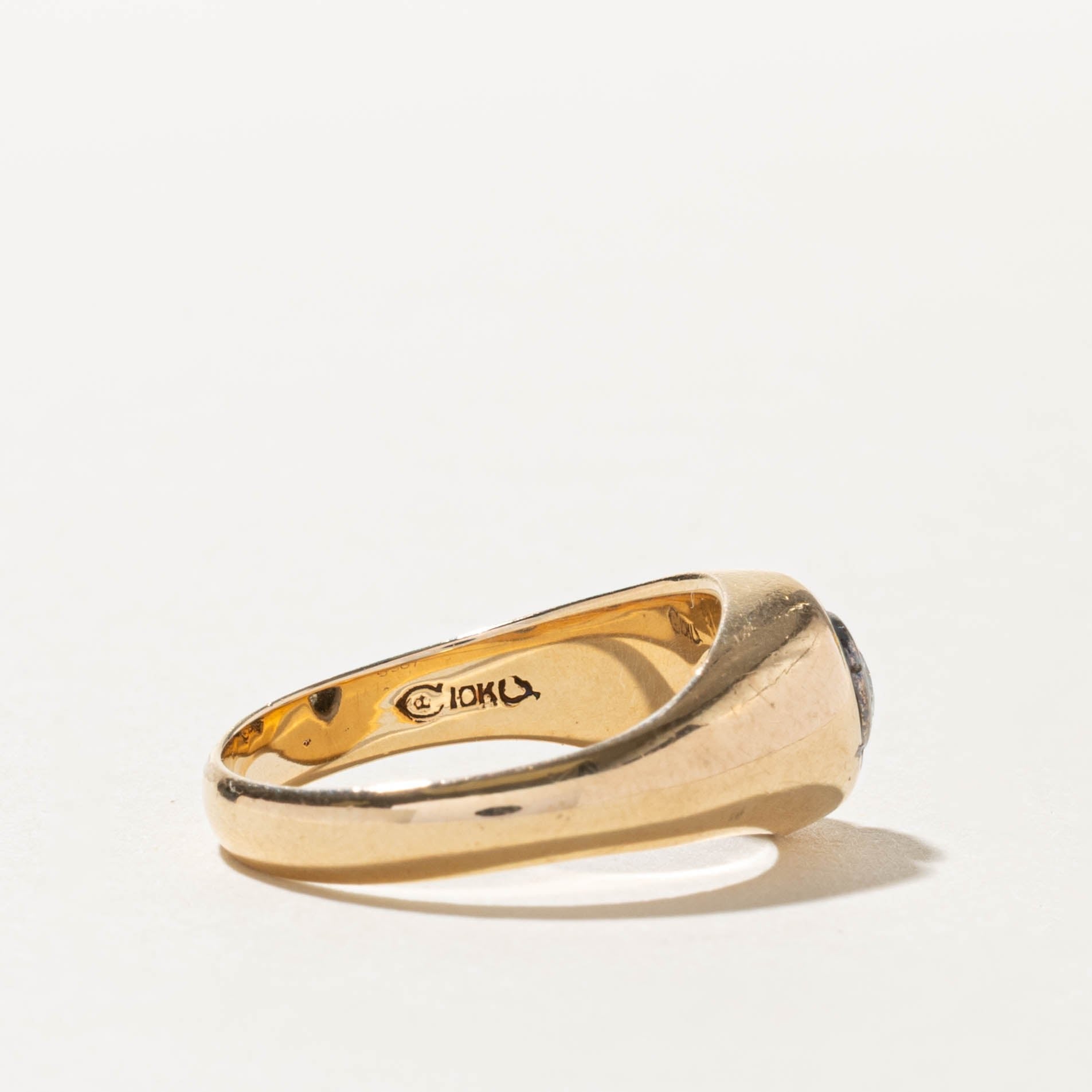 10k Bezel Set Diamond Eye Dome Ring | 0.35ct | SZ 9.5