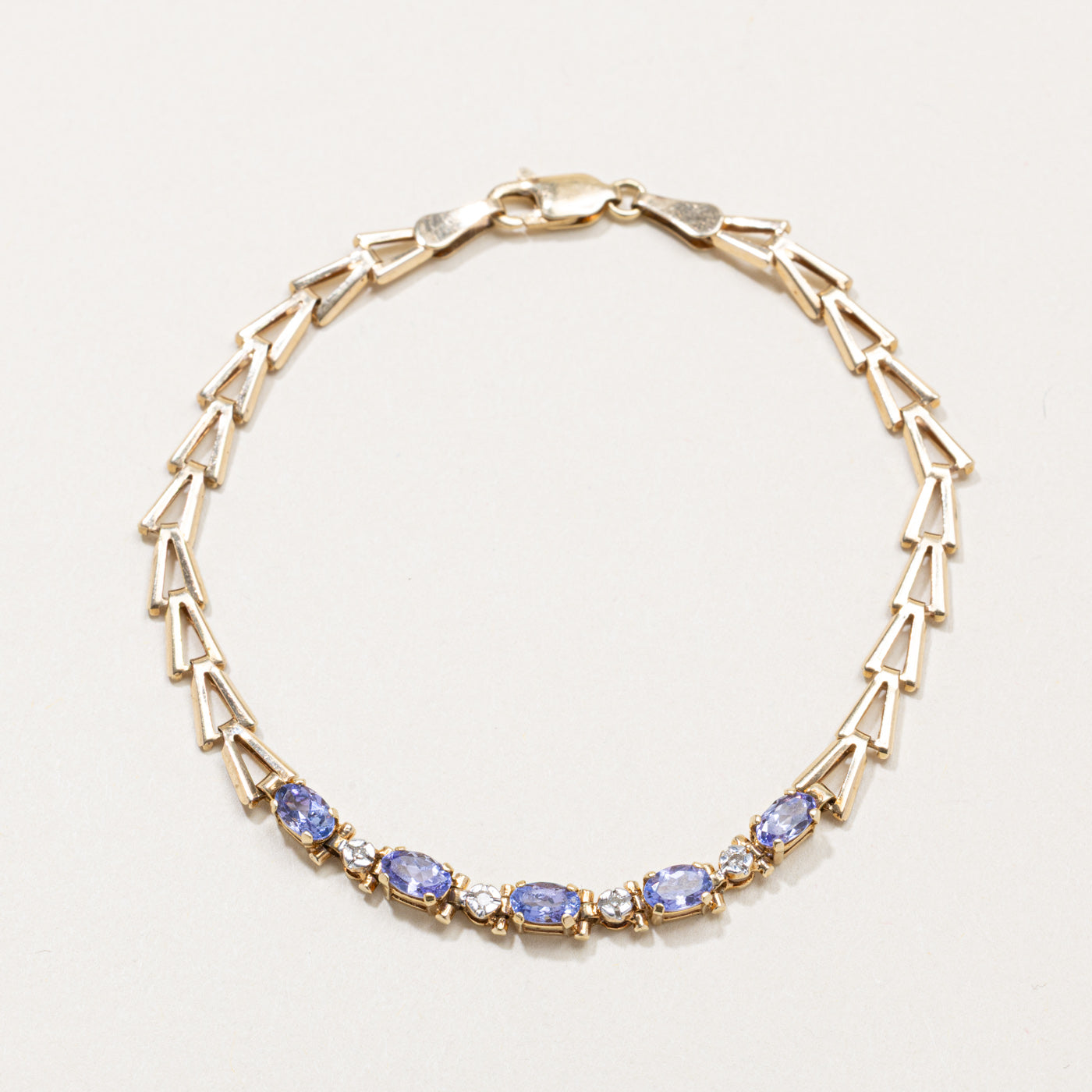 Bracelet en tanzanite et diamants | 18 cm