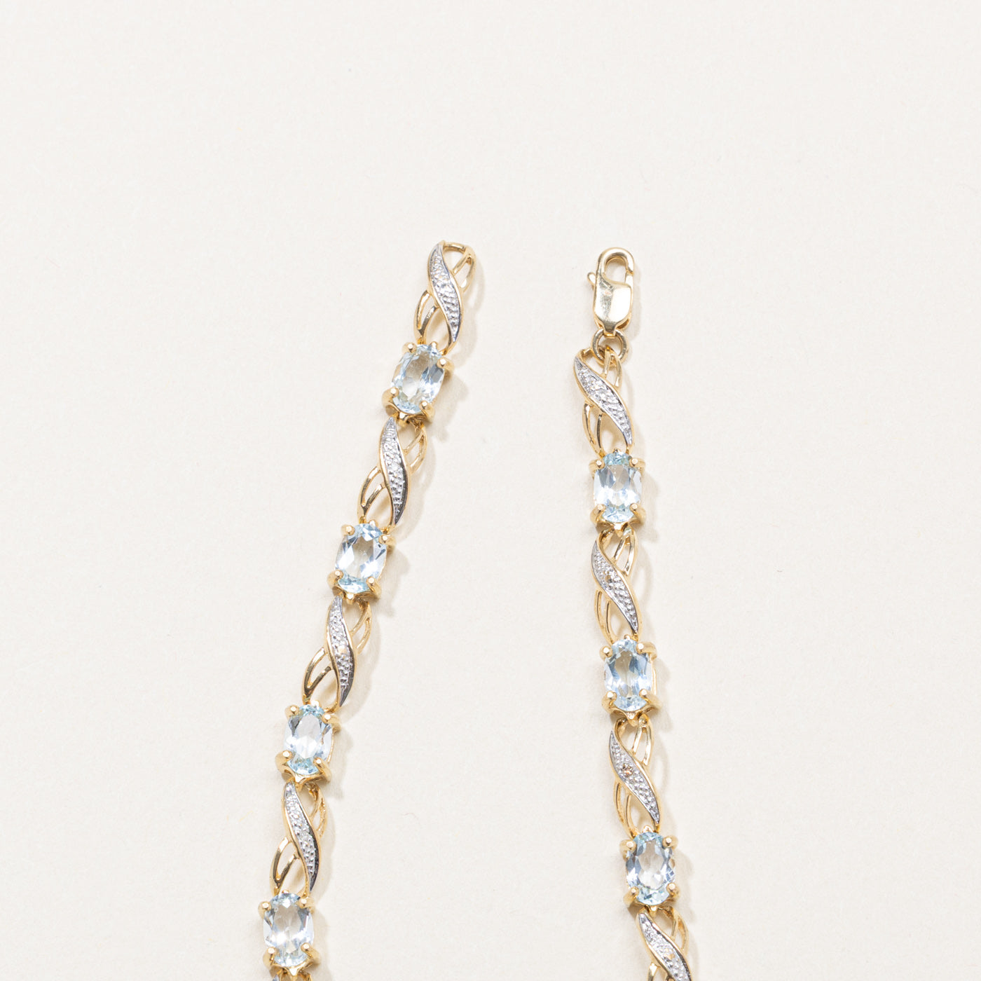 Aquamarine & Diamond Crossover Gemstone Bracelet | 3.30ctw, 0.03ctw | 7.75"