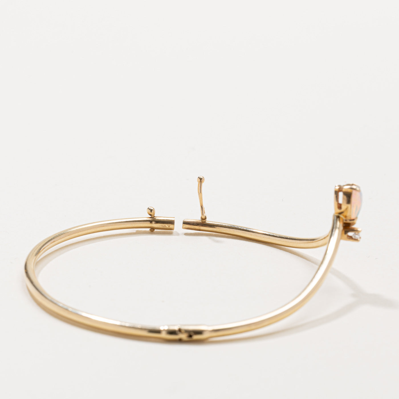 Teardrop Opal & Diamond Chevron Cuff Bracelet | 7"