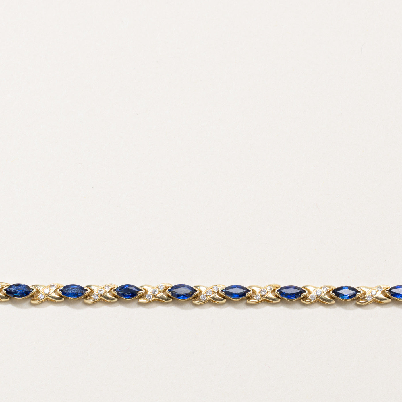 Synthetic Sapphire & Natural Diamond X Gemstone Bracelet | 2.29ctw, 0.25ctw | 7.5"