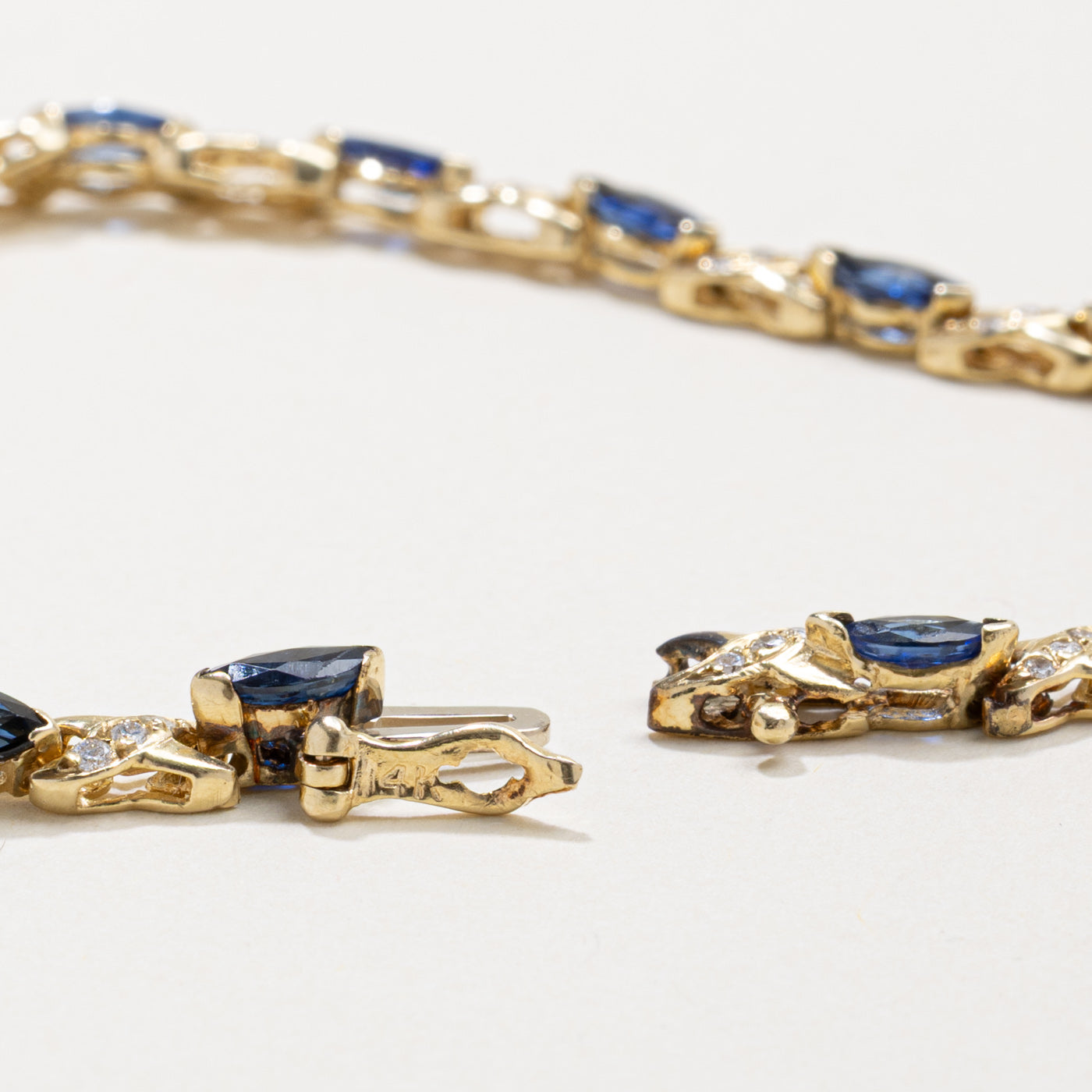 Synthetic Sapphire & Natural Diamond X Gemstone Bracelet | 2.29ctw, 0.25ctw | 7.5"