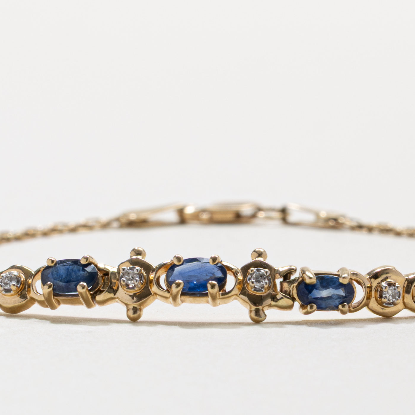 Sapphire & Diamond Bismarck Chain Gemstone Bracelet | 0.75ctw, 0.02ctw | 7"