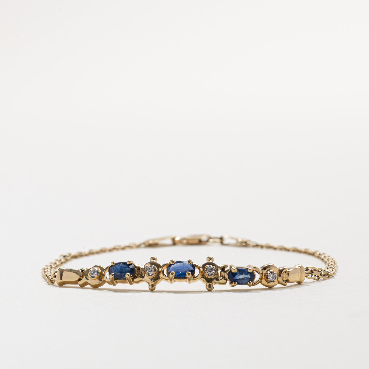 Sapphire & Diamond Bismarck Chain Gemstone Bracelet | 0.75ctw, 0.02ctw | 7"