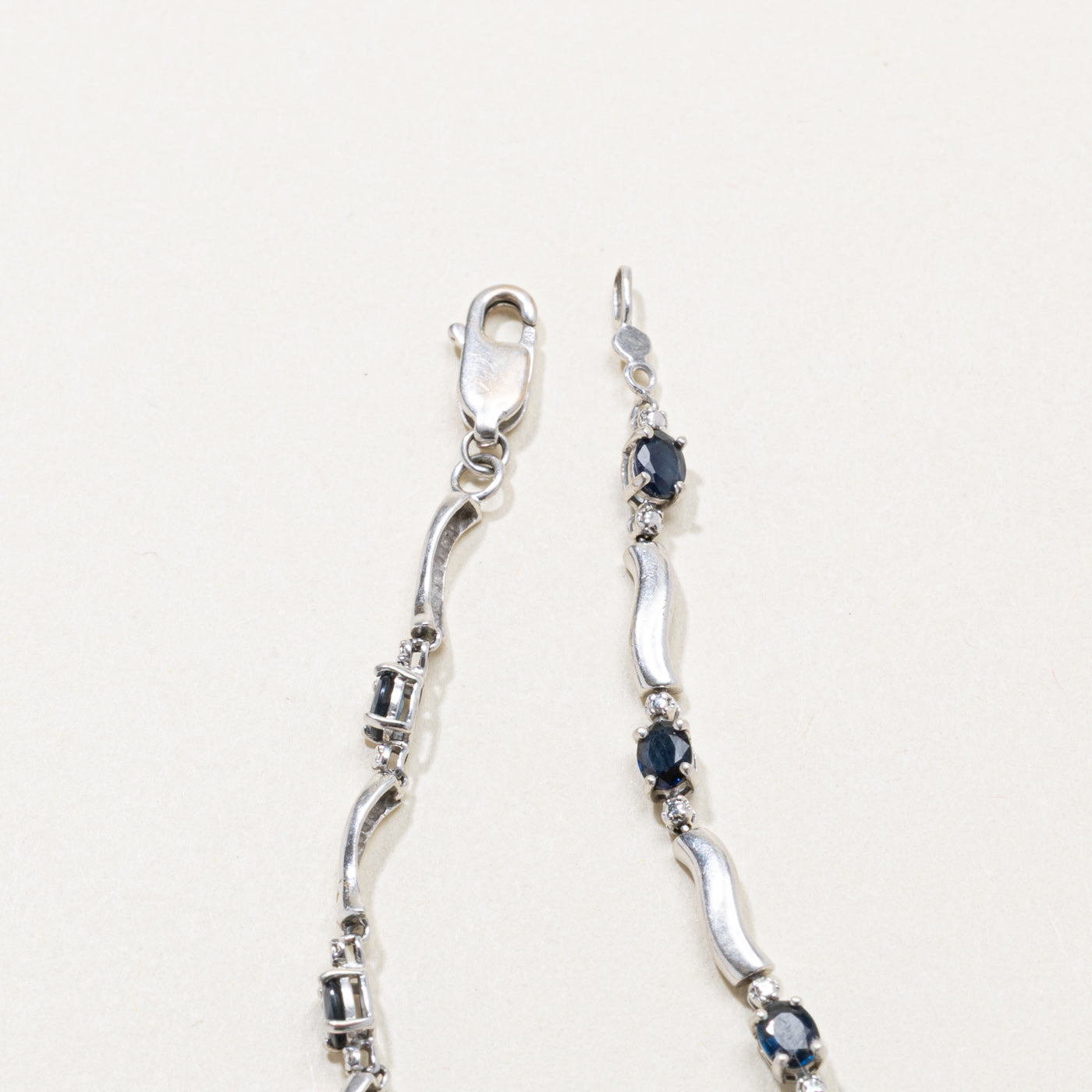 10k Sapphire & Diamond Wave Gemstone Bracelet | 1.26ctw, 0.01ctw | 7"