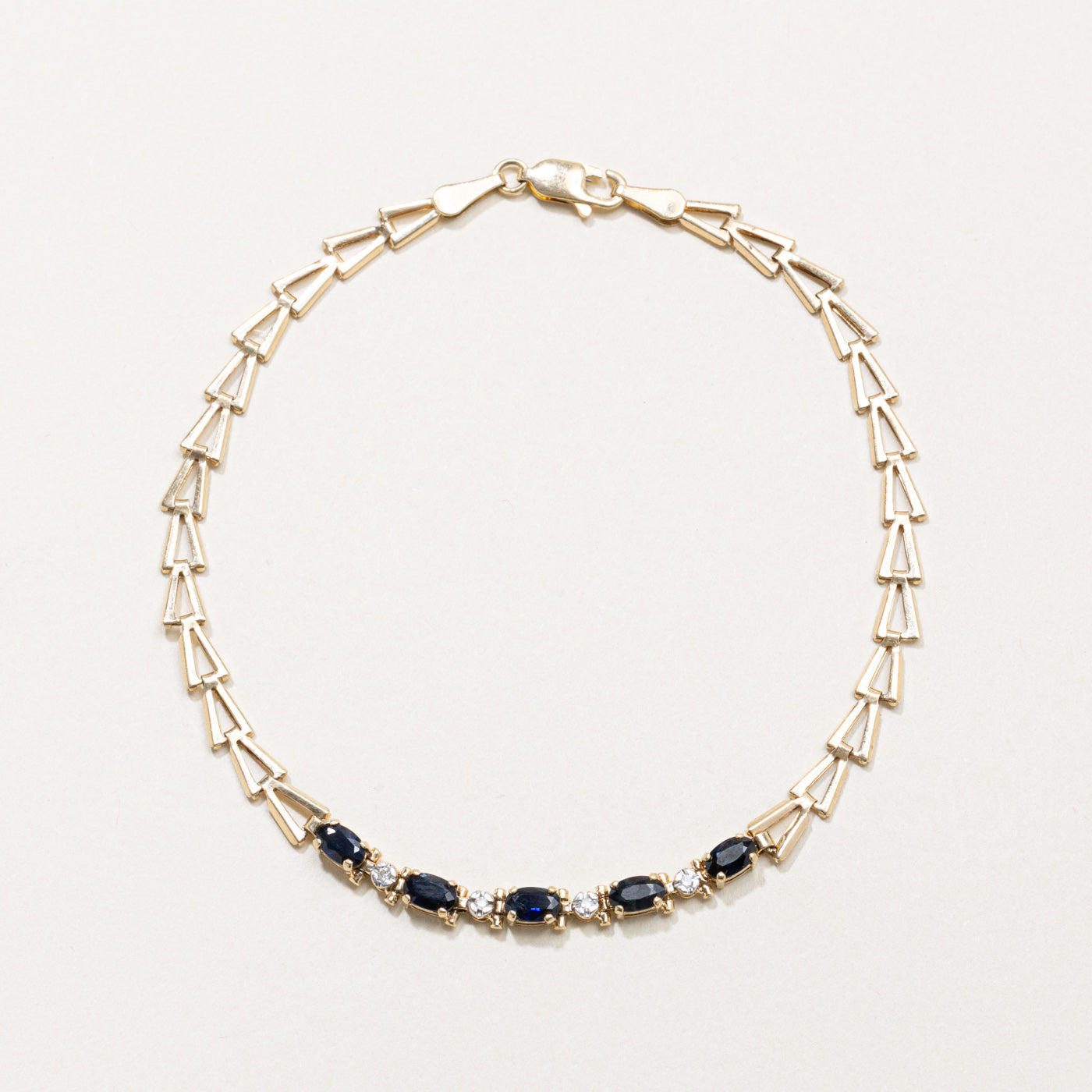 Sapphire & Diamond Geometric Bracelet | 1.00ctw, 0.02ctw | 8.5"
