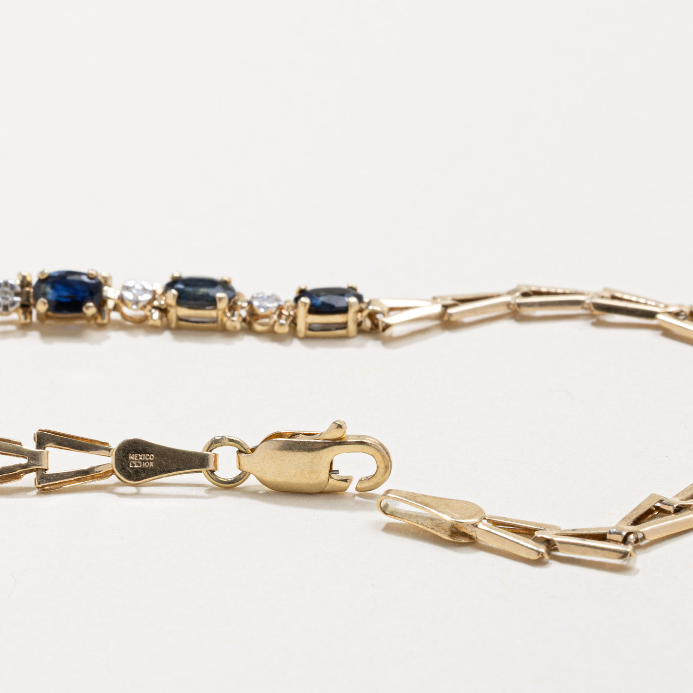 Sapphire & Diamond Geometric Bracelet | 1.00ctw, 0.02ctw | 8.5"