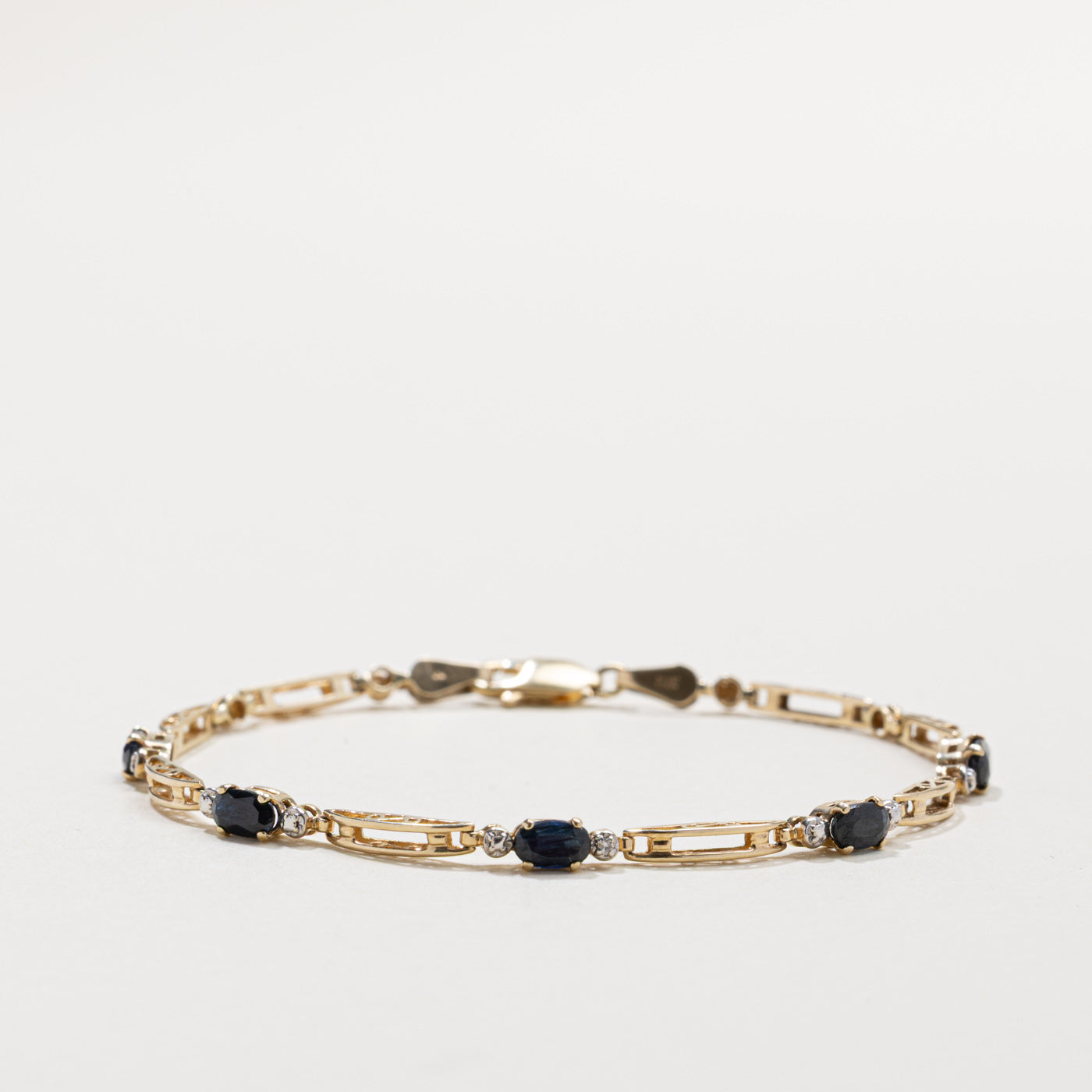 Sapphire & Diamond Bar Bracelet | 1.25ctw, 0.01ctw | 7"