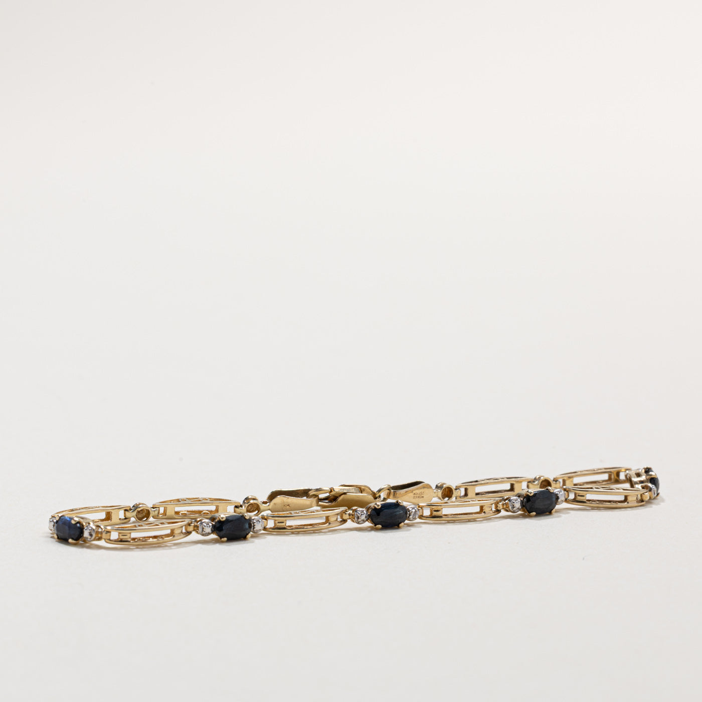 Sapphire & Diamond Bar Bracelet | 1.25ctw, 0.01ctw | 7"