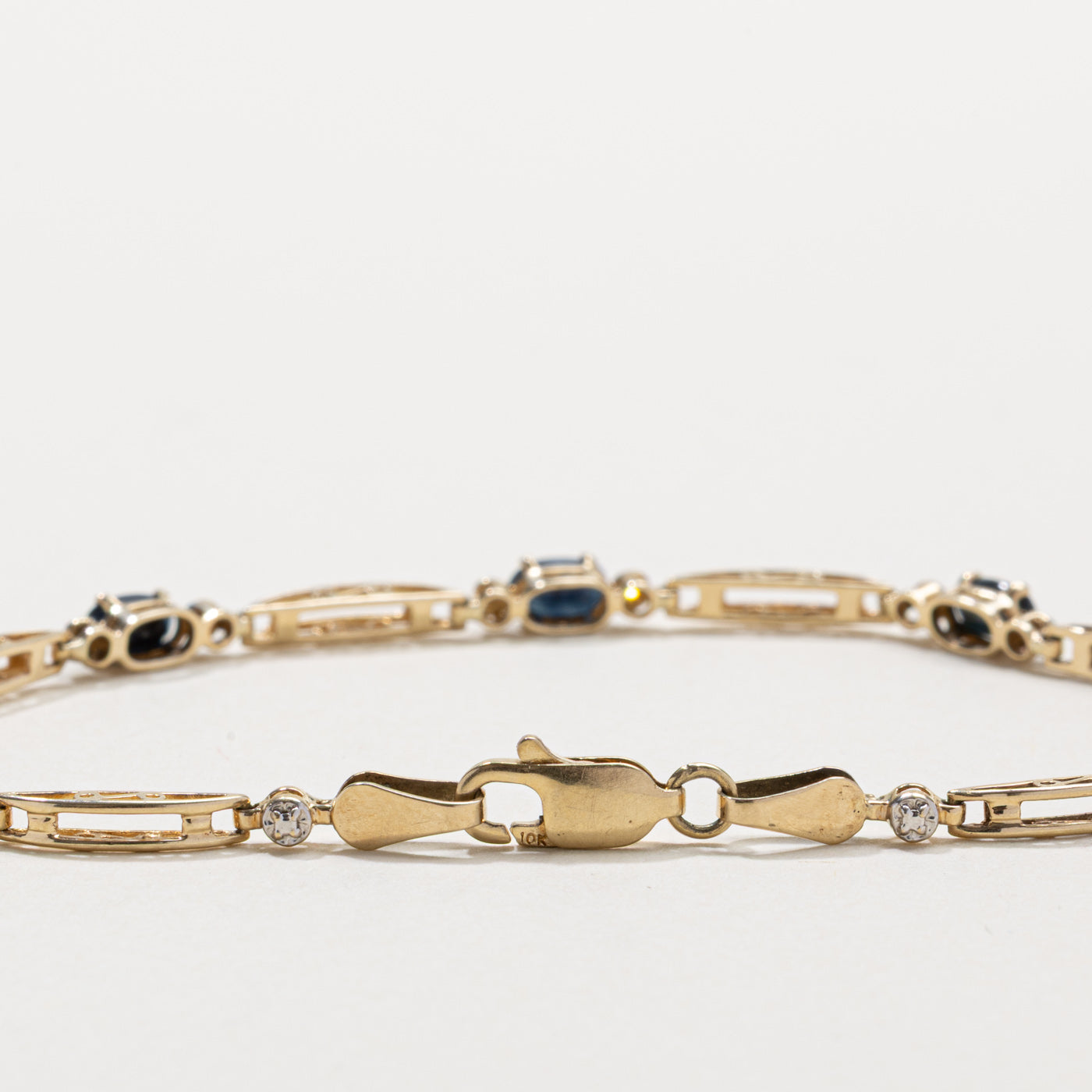 Sapphire & Diamond Bar Bracelet | 1.25ctw, 0.01ctw | 7"