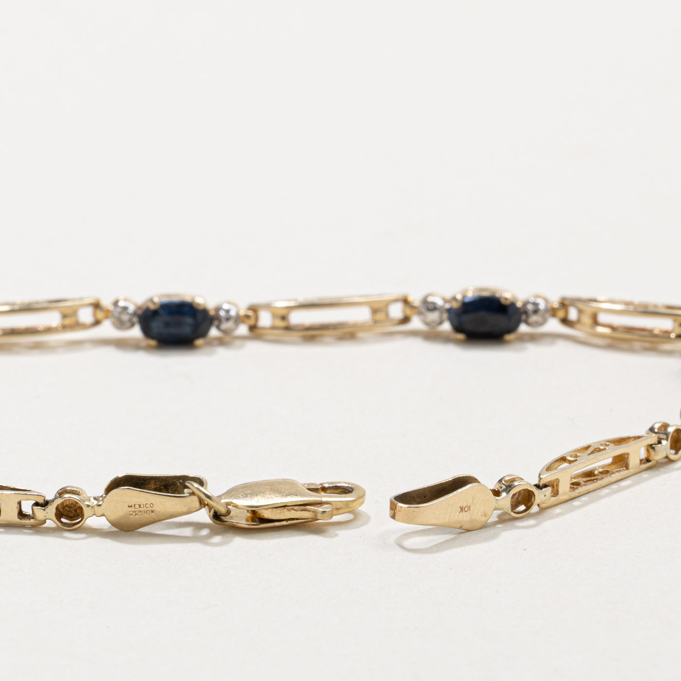 Sapphire & Diamond Bar Bracelet | 1.25ctw, 0.01ctw | 7"