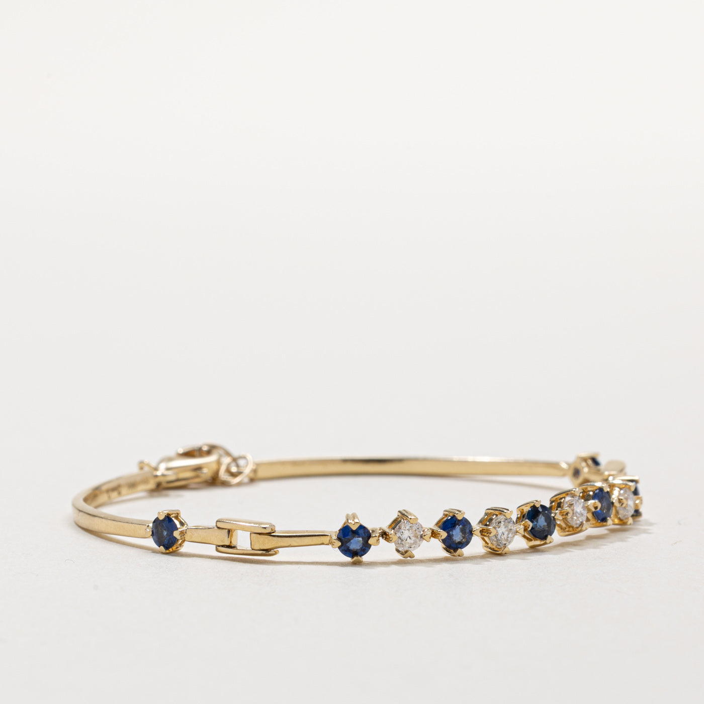 Round Cut Sapphire & Diamond Bracelet | 0.60ctw, 0.30ctw | 7"