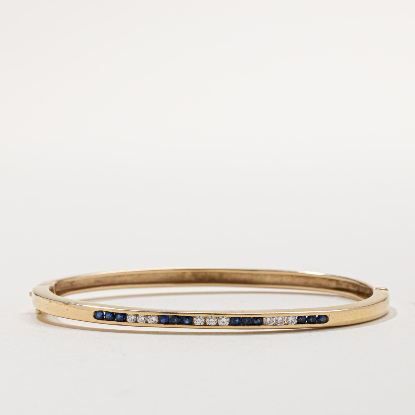Sapphire & Diamond Bangle Bracelet | 0.18ctw, 0.12ctw | 8"