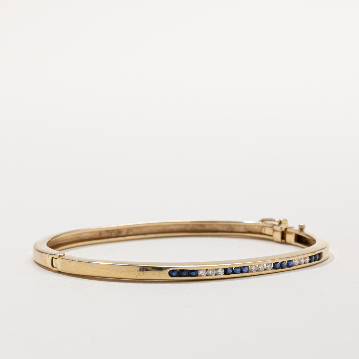 Sapphire & Diamond Bangle Bracelet | 0.18ctw, 0.12ctw | 8"