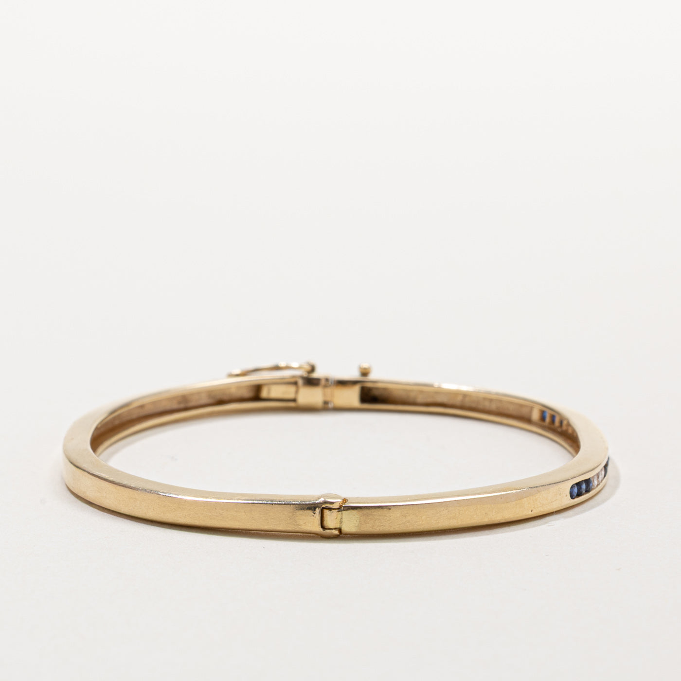 Sapphire & Diamond Bangle Bracelet | 0.18ctw, 0.12ctw | 8"