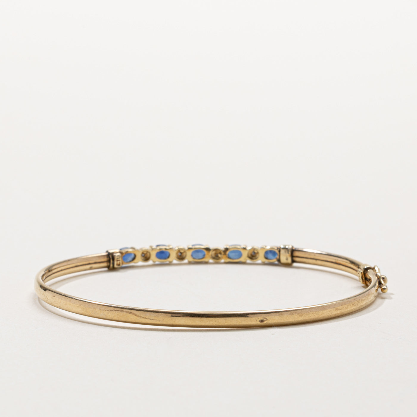 Five Stone Sapphire & Diamond Bangle Bracelet | 1.00ctw, 0.02ctw | 7"