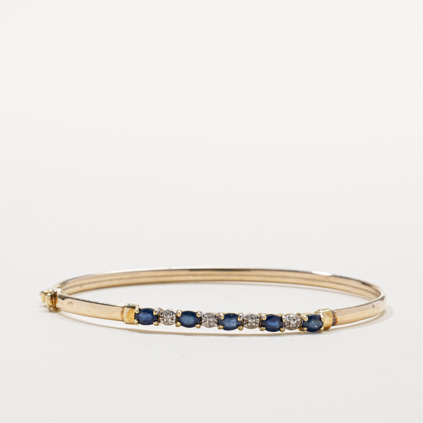 Sapphire & Diamond Bangle Bracelet | 1.00ctw, 0.02ctw | 7"