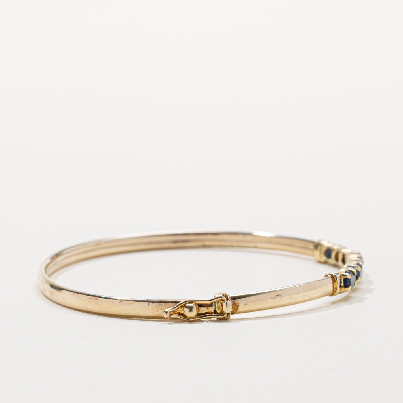 Sapphire & Diamond Bangle Bracelet | 1.00ctw, 0.02ctw | 7"