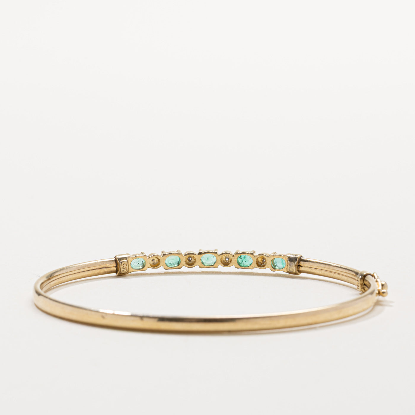 Emerald & Diamond Bangle Bracelet | 0.35ctw, 0.01ctw | 7.5"