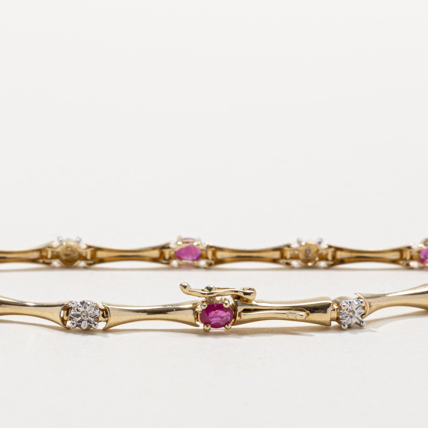Ruby & Diamond Bar Gemstone Bracelet | 1.20ctw, 0.03ctw | 7.5"