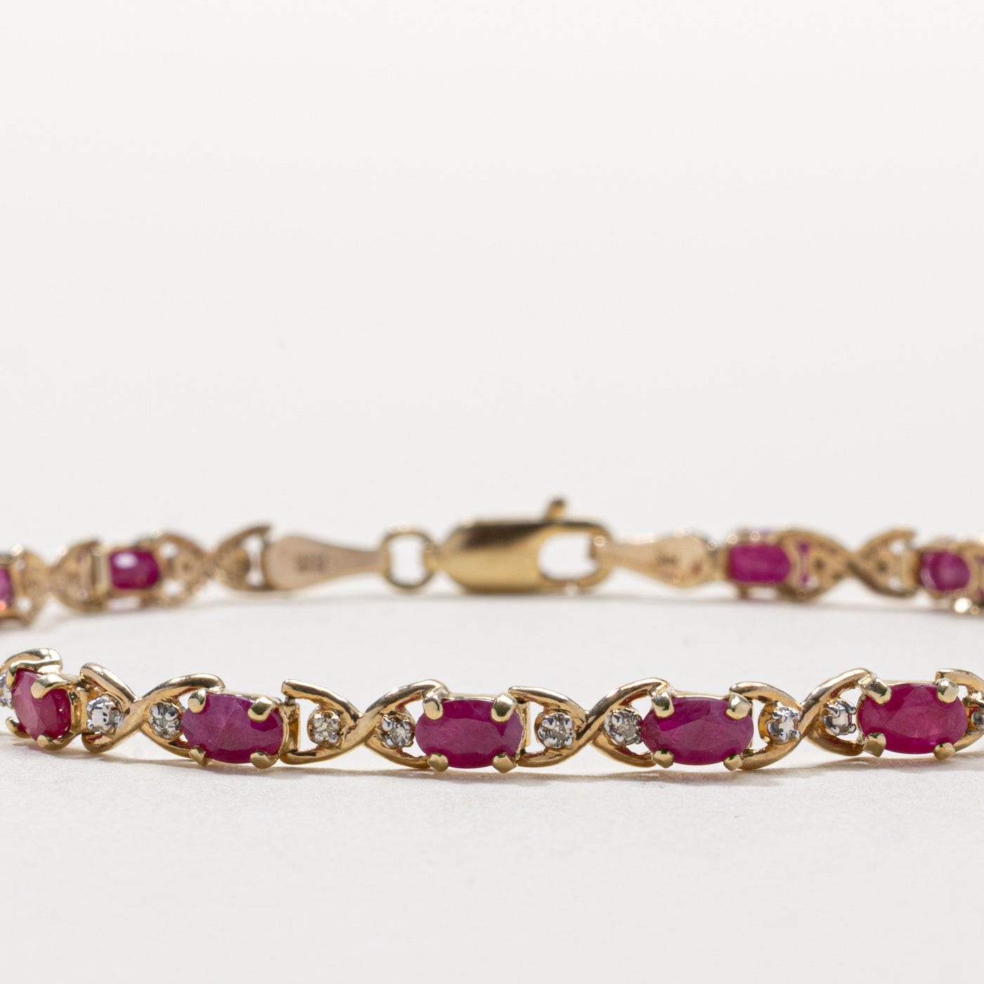 Ruby & Diamond Bow Gemstone Bracelet | 3.50ctw, 0.03ctw | 7.5"