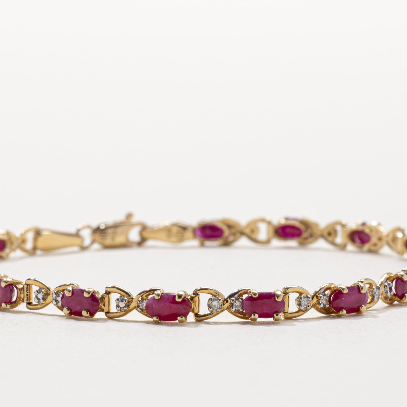 Ruby & Diamond Bow Gemstone Bracelet | 3.50ctw, 0.03ctw | 7.5"