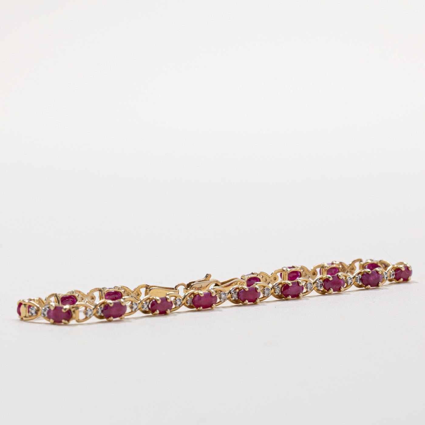 Ruby & Diamond Bow Gemstone Bracelet | 3.50ctw, 0.03ctw | 7.5"