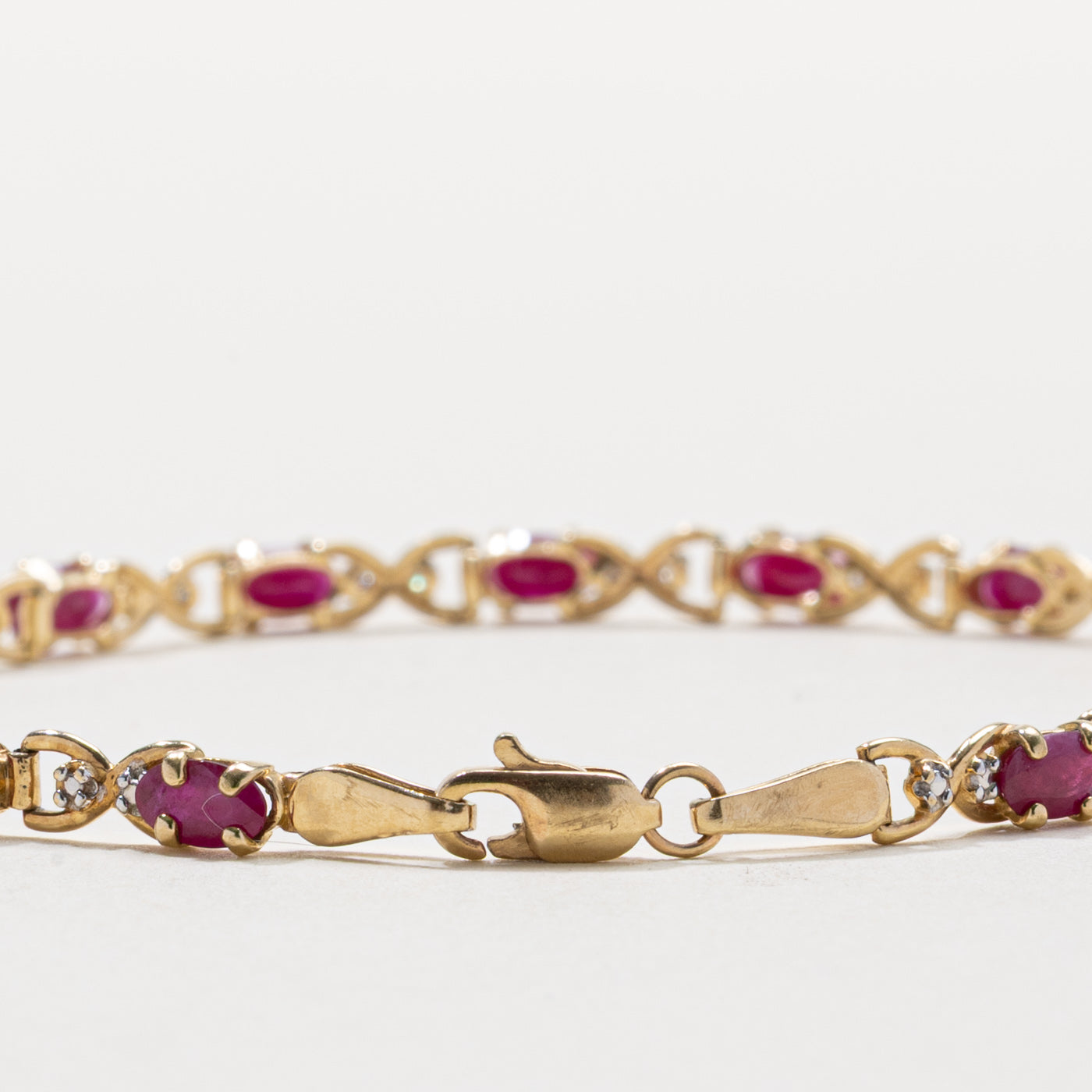 Ruby & Diamond Bow Gemstone Bracelet | 3.50ctw, 0.03ctw | 7.5"