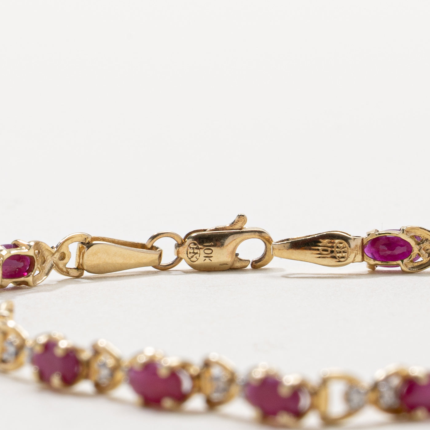 Ruby & Diamond Bow Gemstone Bracelet | 3.50ctw, 0.03ctw | 7.5"