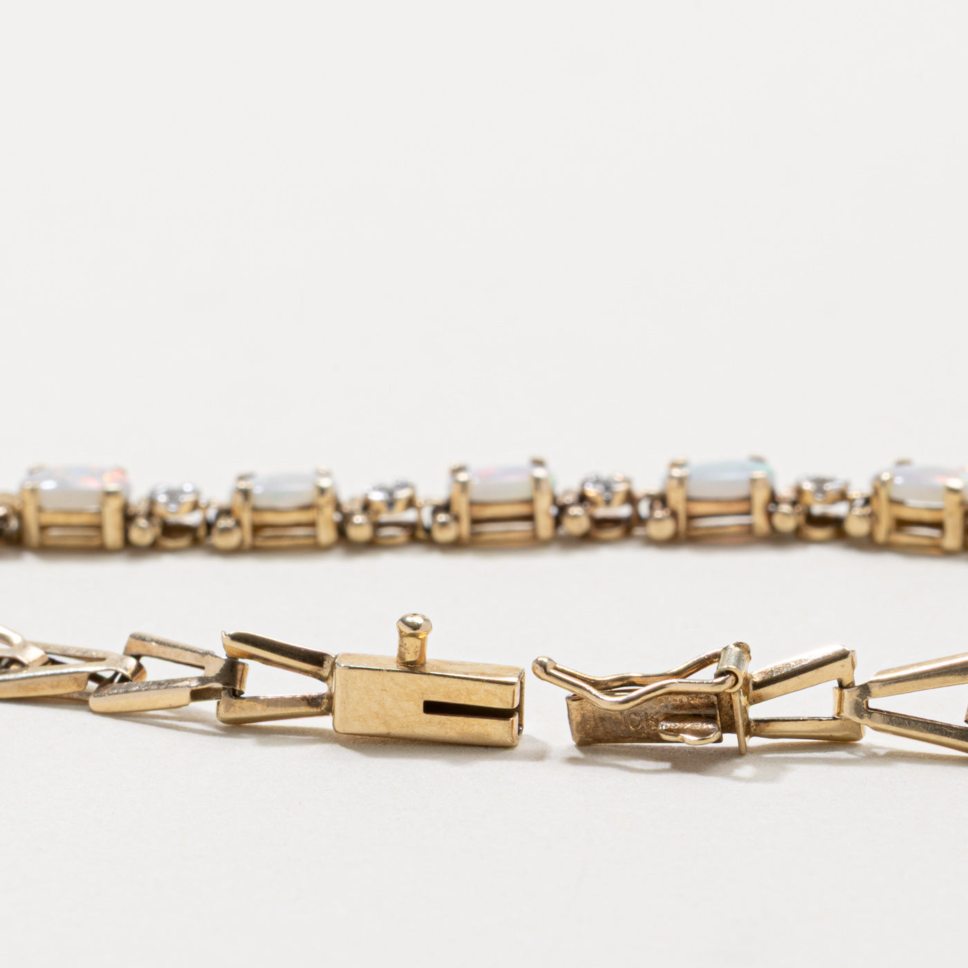Five Stone Opal & Diamond Geometric Bracelet | 7.5"