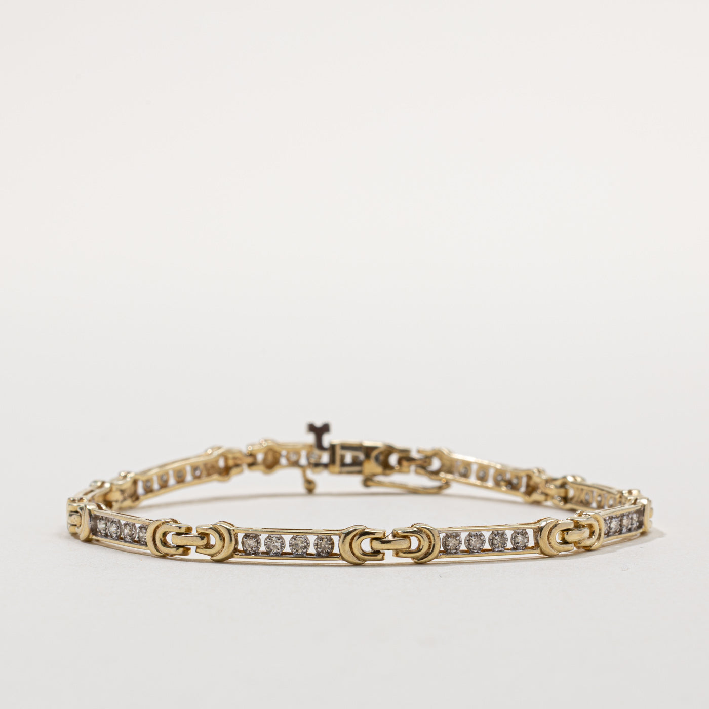 Channel Set Diamond Buckle Tennis Bracelet | 0.25ct | 7.5"