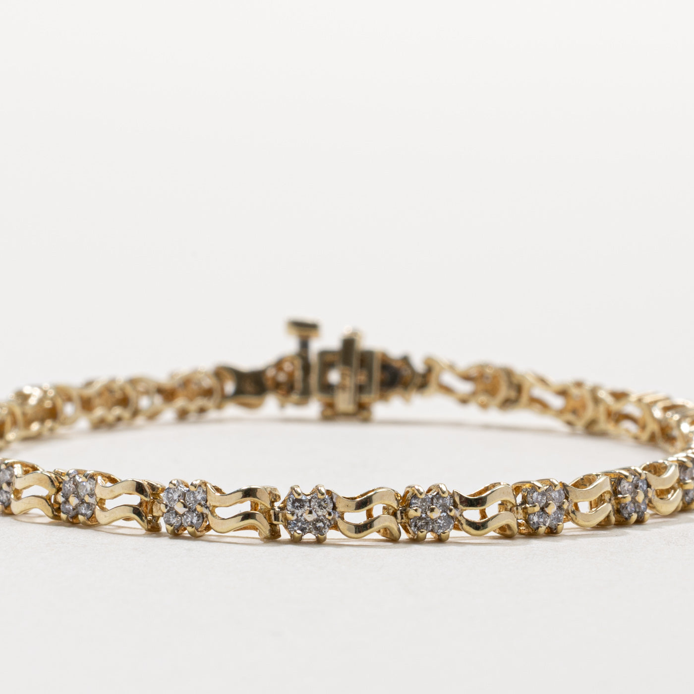 10k Diamond Cluster Wave Tennis Bracelet | 0.48ct | 7"