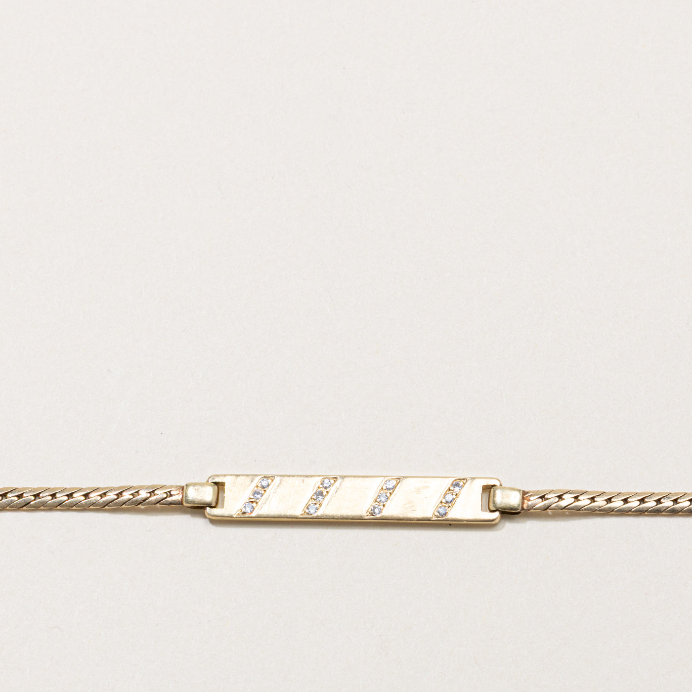 10k Yellow Gold Diagonal Multi Row Diamond Bar Bracelet | 8"